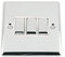 A5 Light Switch 2 Gang - Polished Chrome - Classic - White Insert Metal Switch - 10 Amp Triple 3 Gang 2 Way