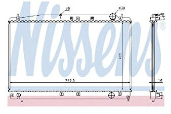 NISSENS Kühler Motorkühlung Kühler Wasserkühler Motorkühler Netzbreite 750mm Netzlänge 425mm Netztiefe 16mm 64654A