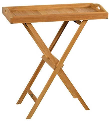 Kai Wiechmann Teak Beistelltisch Serviertisch 70 x 38 cm mit abnehmbarem Tablett klappbar