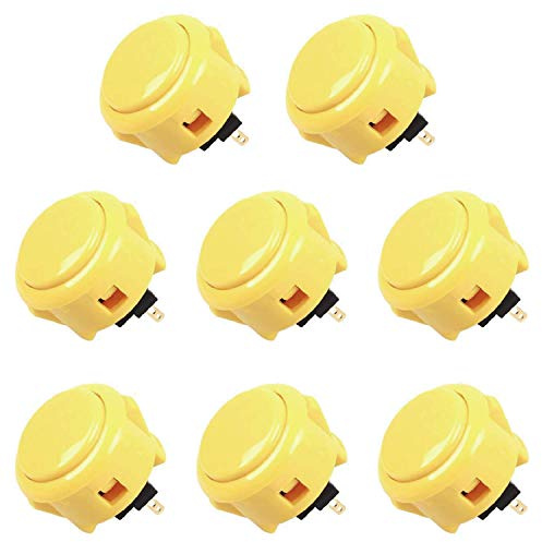 Sanwa 8 piezas OBSF-30 botón original de 30 mm – para consola de juegos Arcade Jamma Video Game & Arcade Joystick (amarillo) S@NWA