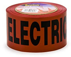 3M Scotch Buried Barricade Tape 302, with CAUTION BURIED ELECTRIC LINE BELOW text, 3 in x 1000 ft, Red, Warning Tape, 1 roll