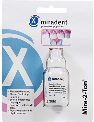 miradent Mira-2-Ton® Lösung 10 ml | zum Einfärben als Plaquetest vor dem Zähneputzen | macht Zahnbelag sichtbar | bewährt | zuverlässig | motivierend | Einfache Anwendung | Erythrosin- und glutenfrei