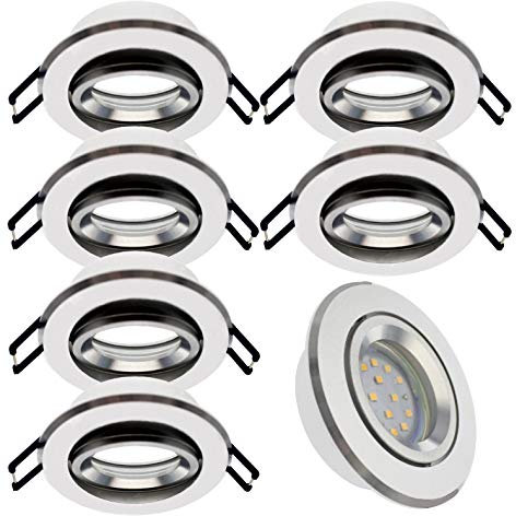 Trango 6er Set Einbauleuchten aus rostfreiem Aluminium 6737R-06 inKl. 6x GU10 Fassung I Deckenspots I Einbauspots I Deckenstrahler I Spots ohne Leuchtmittel