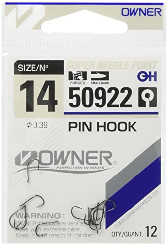 Owner Pin Bait & Drop Shot Hooks Needle Point Barbed Eyed Fishing (Hooksize 8-9 hooks)