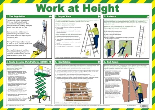 Safety First Aid Group A716T Work at Height Poster, 59 x 42 cm | 60cm x 43cm, Laminated