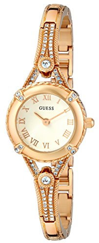 GUESS Montre de Sport en Silicone de 40 mm, Doré, Montre Vintage en Acier Inoxydable pour Femme