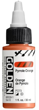 GOLDEN High Flow Acrylics, Pyrrole Orange, 1 fl. oz. Bottle