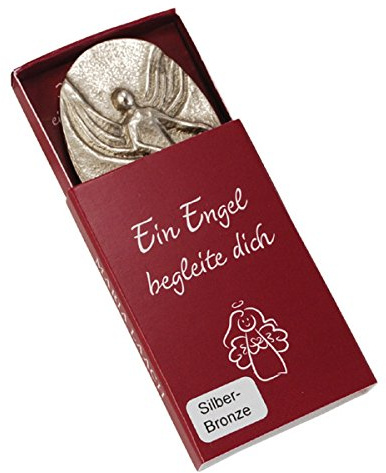 ars liturgica Kleiner Schutzengel Handschmeichler »EIN Engel begleitet Dich«, mini Engel verschenken 4,3 cm aus massiver echter Bronze zur Kommunion, Geburtstag, Weihnachten