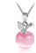 Crystalline Azuria Femme Collier avec Pendentif Pomme 18ct Plaqué Or Blanc avec Cristaux rose imitation d'oeil de chat en Zircone