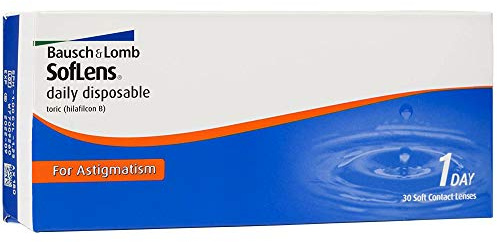 Bausch + Lomb SofLens daily disposable Toric Tageslinsen, torische Kontaktlinsen, weich, 30 Stück BC 8.6 mm / DIA 14.2 / CYL -1.75 / Achse 180 / -6.5 Dioptrien