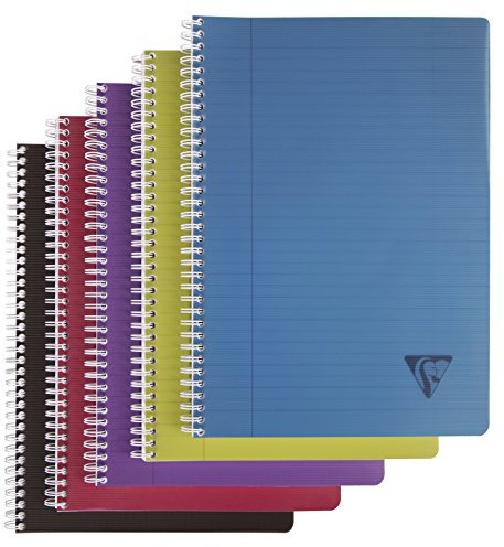 Clairefontaine 329146C - Schulheft mit Spirale / Spiralheft Linicolor Intensive, DIN A4 21x29,7 cm, 90 Blatt 90g liniert mit Rand, Einband aus PP, farbig sortiert, 1 Stück