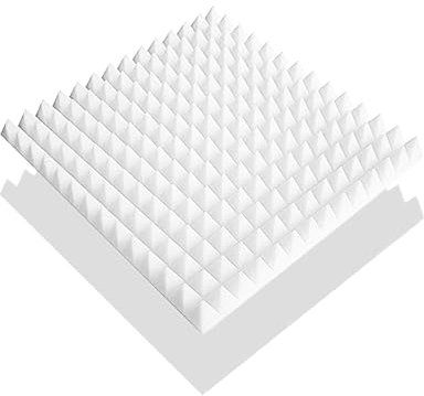 8x Akustikschaumstoff, Platten je ca. 50x50x7cm (=ca. 2 m²), in der Farbe Weiss, Noppenschaumstoff, Pyramidenschaumstoff, Schaumstoff