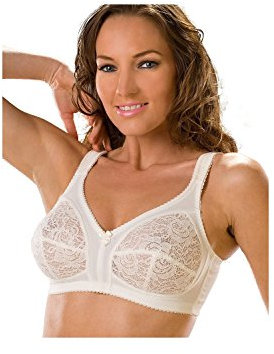Camille Lace Full Cup Bras for Women – Non-Wired Comfortable Everyday Womens Bras with Elegant Floral Finish 34D Ivory