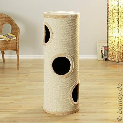 Bontoy Kratztonne Buddy in Creme I 37 cm x 100 cm I mit weichem Liegebett I DREI Höhlen
