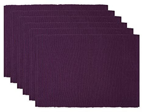 DII Basic Everyday Tischset aus 100% Baumwolle, gerippt, 33 x 48 cm, Aubergine, 6-teilig