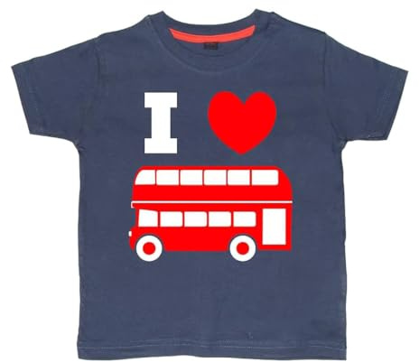 Kinder T-Shirt I love buses, in verschiedenen Farben Gr. 3-4 Jahre, navy