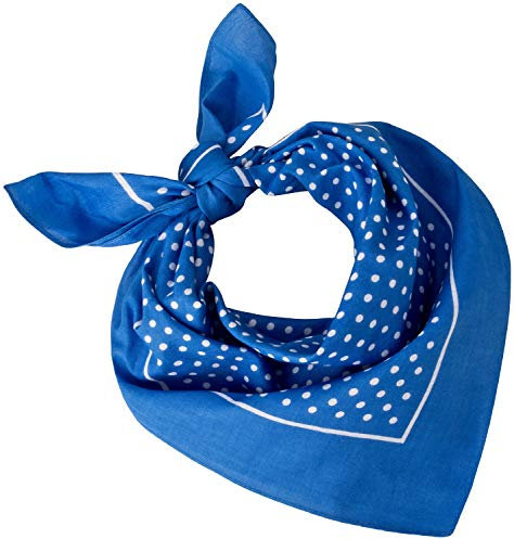 Tobeni 548 Damen Herren Nickituch Kopftuch Bandana Halstuch Baumwolle Unisex Farbe kleine Punkte Hellblau Grösse 54 cm x 54 cm