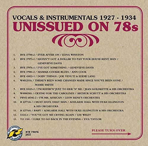 Unissued on 78s: Vocals & Instrumentals 1927-1934