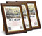 3-B Bilderrahmen ARCO RUSTIKAL - 3-Pack - Dunkel Braun/Gold - 13x18 cm - Holzrahmen, Fotorahmen, Portraitrahmen mit Acrylglas