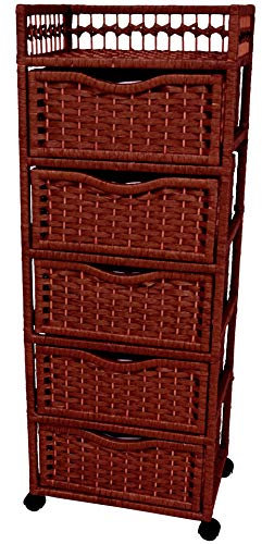 Oriental Furniture Kommode auf Rädern, schöne Farbe, ideal für Unterwäsche, 116,8 cm, Naturfaser, Mahagoni