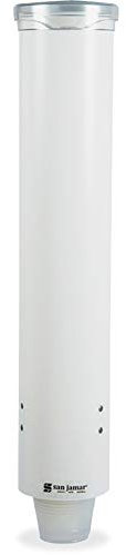 San Jamar C4160WH Small Pull-Type Water Cup Dispenser, Fits 3 to 4-1/2 oz Cone Cups and 3 to 5 oz Flat Bottom Cups, White