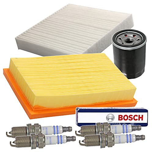 BESTPRICE Inspektionspaket Filterset mit 1x Luftfilter, 1x Innenraumfilter, 4x Zündkerze Super plus FR6KPP33X+, Kompatibel mit SUZUKI SWIFT III (MZ, EZ)