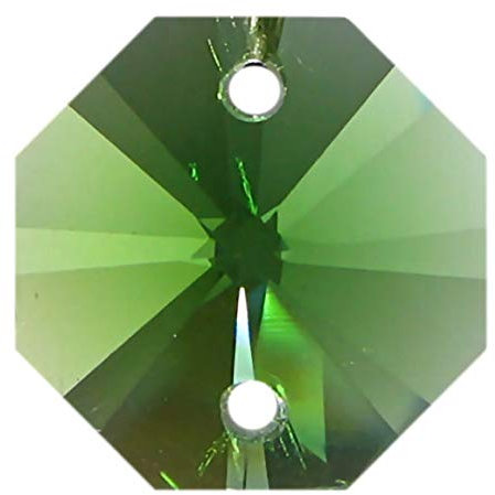 35x Regenbogenkristall Octagon 14mm 2 Loch Smaragd ~ Grün Gelb K9 ~ Feng Shui Kronleuchter Lüster