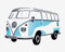 BRISA VW Collection - Volkswagen Selbstklebendes Wand-Tattoo-Aufkleber-Dekoration-Poster mit T1 Bulli Bus Samba Design(Silhouette/Blau)