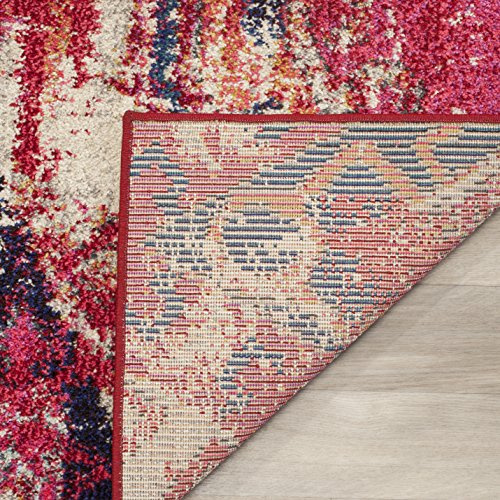 SAFAVIEH Boho Teppich für Wohnzimmer, Esszimmer, Schlafzimmer - Monaco Collection, Kurzer Flor, Magenta und Multi, 91 X 152 cm