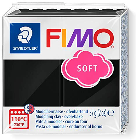 Staedtler 8020-9. Pasta para modelar de color negro Fimo Soft. Caja con 1 pastilla de 57 gramos.
