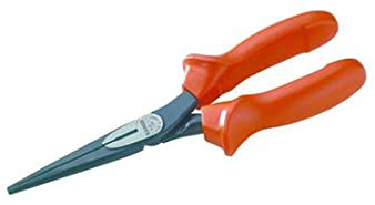 Bahco 2430S ERGO Insulated Long Nose Pliers | 160mm (6.1/4in) | 1000V Rated | VDE insulated for live working up to 1000V | Hardened jaws and cutting edges | Superior grip | IEC 60900 certified