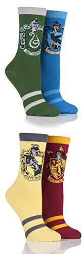 SOCKSHOP Femmes Harry Potter Maison Insignes Chaussettes - 4 Paires - Assorti 36-41