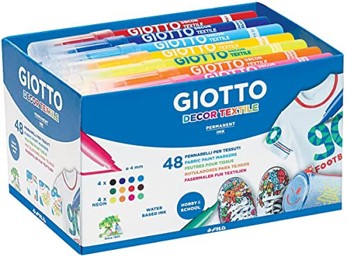 Giotto 4947 00 Decor Fasermaler, Farbstifte für Leinwand 48 Stück ,
