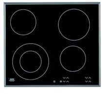 AEG Placa de cerámica serie 3000 HK624010FB, placa integrada, 4 zonas con zona de cocción extensible, 60 cm, indicadores de calor, controles táctiles, bloqueo de seguridad infantil, OptiFix