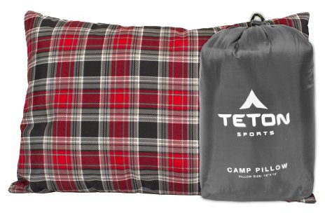 TETON Sports Camp Pillow; Great for Travel, Camping and Backpacking; Washable, Grey, 12 x 18 inches ; 9.6 ounces