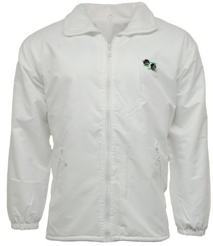 Stormway Unisex to Fit Lawn Bowls Bowlswear Bowling Bowls Waterproof & Windproof Fleece Lined Jacket with Bowls Logo with Detachable Hood (Large) White