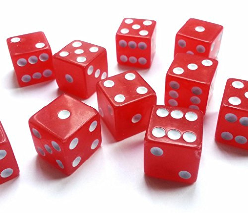 Würfel, Casino-Stil, 19 mm Seitenlänge, Rot, 20 Stück