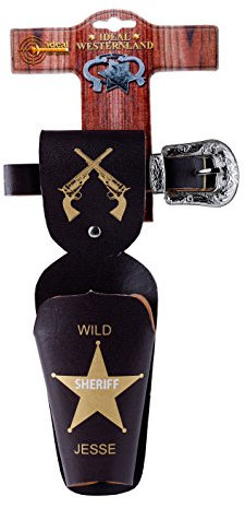 J.G.Schrödel Gürtel Wild Jesse: Pistolengürtel für Spielzeugpistole, mit 1 Holster, Ideales Zubehör für Cowboy-Kostüme, 50-90 cm, schwarz/gold (730 0146)