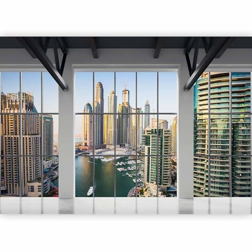 Papier peint murando intissé 350x256 cm Décoration Murale XXL Poster Tableaux Muraux Tapisserie Photo Trompe l'oeil Ville Panorama Fenetre c-A-0074-a-c