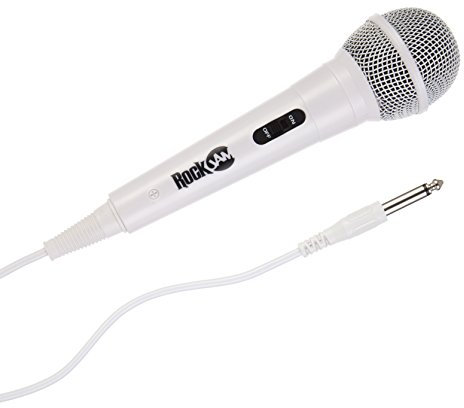RockJam Karaoke Microphone Wired Unidirectional Dynamic Microphone with Three Metre Cord - White