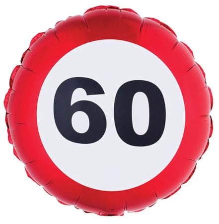 Folienballon 60. Geburtstag Verkehrsschild 45cm