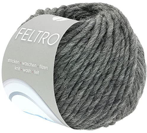 LANA GROSSA Feltro | Filzgarn für Kreativhandwerk, vielseitig, hochwertige Wolle zum Nass- und Trockenfilzen | Handstrickgarn aus 100% Schurwolle | 50g Wolle zum Stricken & Häkeln | 50m FB 4