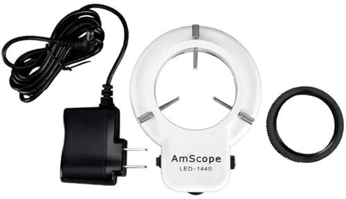 AmScope LED-144S 144 LED-einstellbares Mikroskop-Kompaktringlicht und Adapter