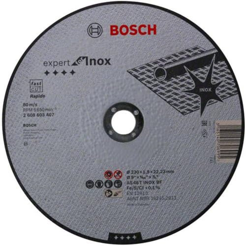 Bosch 1x PRO Stainless Steel and Metal Longlife Thin Trennscheibe für große Winkelschleifer und 22,23 mm Bohrung (für Stahl, Edelstahl, Ø 230 mm, Professional Zubehör Großer Winkelschleifer)