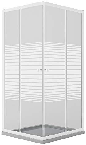 Cabine de Douche Blanche Carré 75x75 CM H185 Verre Sérigraphié mod. Blanc