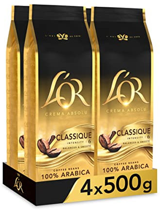 L'OR Espresso Classique Café en Grano Natural - Intensidad 6 | 4x500g