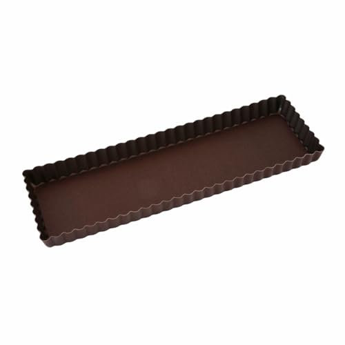 Gobel 225310 Moule à Tarte Maison Rectangulaire Cannelé Fond Fixe Anti-Adhérent 35*11 cm, Brown