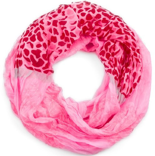 style3 Leichter Sommer-Schal Loop mit Blumen-Muster und Neon-Farben, SCHAL Farbe:Rot