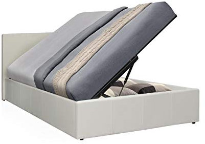 Caspian The Side Lift Ottoman Storage Bed (4ft Small Double, White)