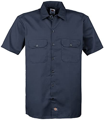 Dickies Men's Work Regular Fit Short Sleeve Casual Shirt, Blue (Navy Blue), Medium